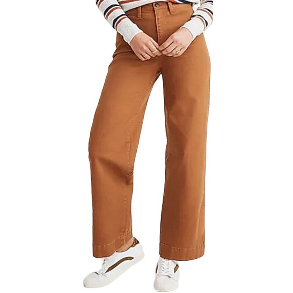 Madewell Slim Emmett Wide Leg Pants High Waist Pockets Orange 25P